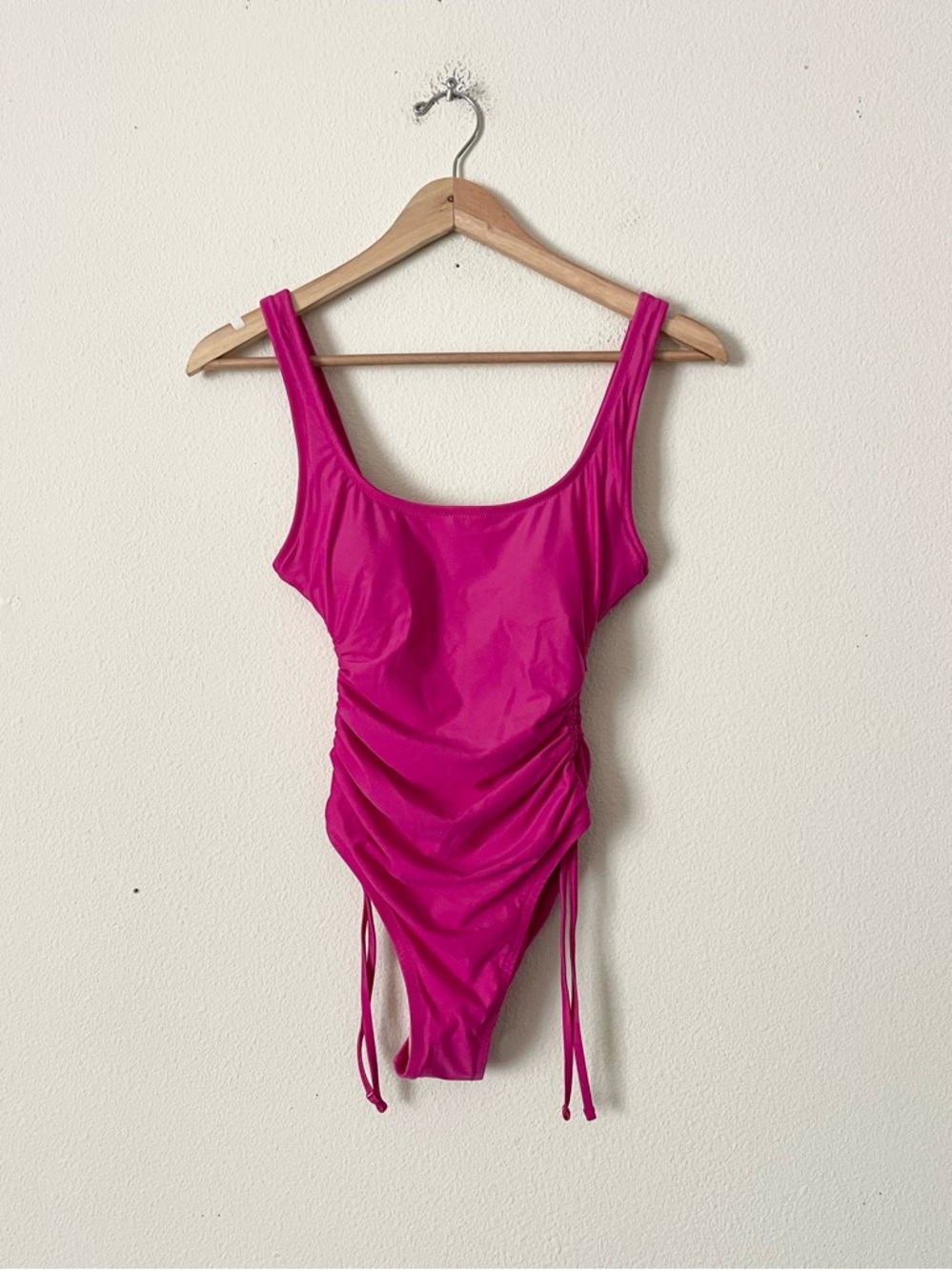 NWT Jcrew SIZE 4 ruched side tie onepiece swimsuit in bright pink